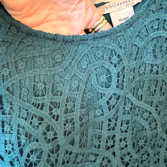 GORGEOUS TEAL LACE FULLY LINED TOP PLUS: 2X #W - Picture 2 of 9